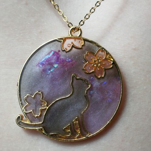 Collier chat fleur