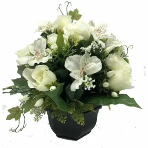 Composition de Fleurs Artificielles Lestée – Strasbourg BLANC