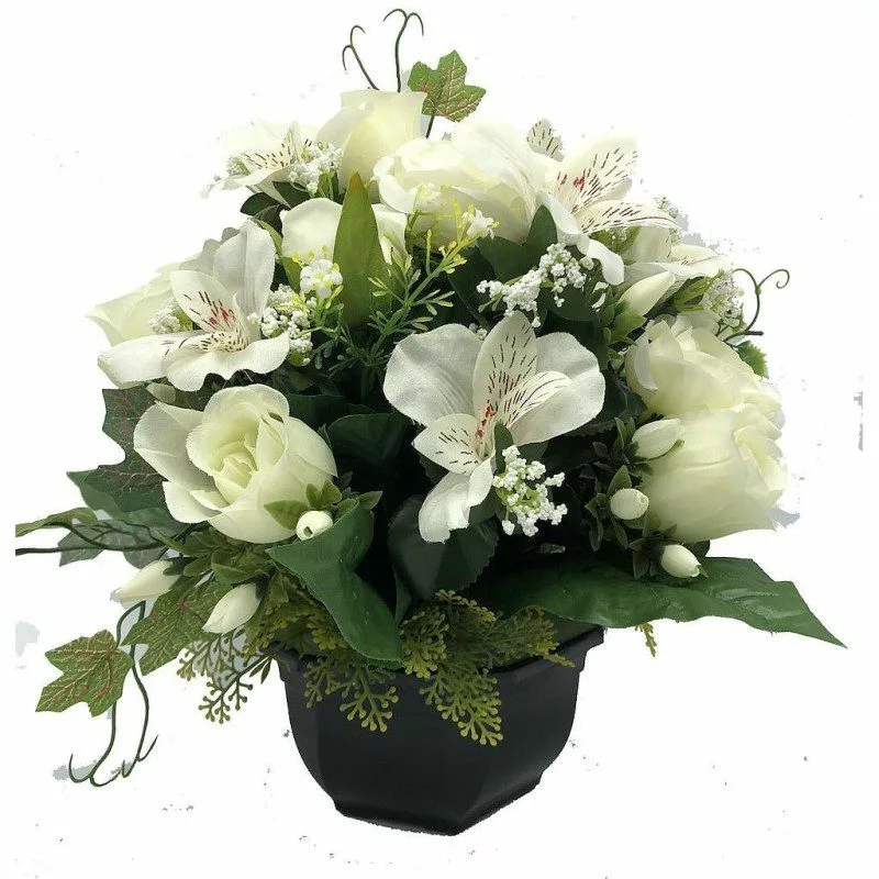 Composition de Fleurs Artificielles Lestée – Strasbourg BLANC